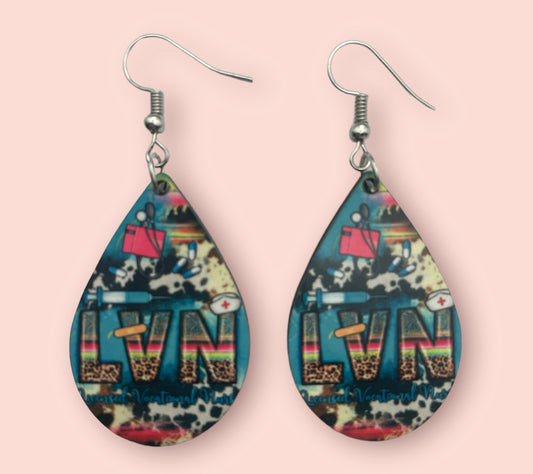 Nurse LVN, LPN, RT, CNA Handmade Sublimation Earrings - Heather's Heavenly Boutique