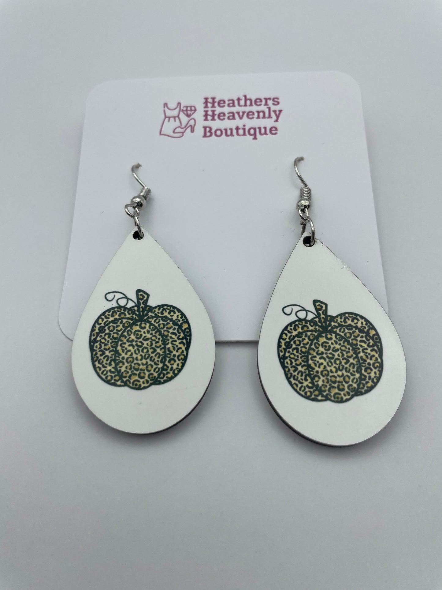 Leopard Fall Pumpkin Handmade Sublimation Earrings - Heather's Heavenly Boutique