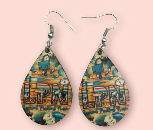 Nurse LVN, LPN, RT, CNA Handmade Sublimation Earrings - Heather's Heavenly Boutique