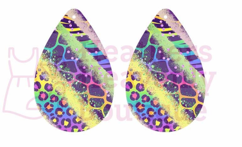 New Release Handmade Sublimation 90s Style Colorful Leopard Print Earrings - Heather's Heavenly Boutique