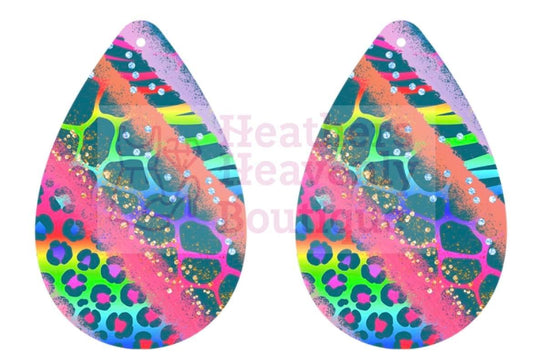 New Release Handmade Sublimation 90s Style Colorful Leopard Print Earrings - Heather's Heavenly Boutique