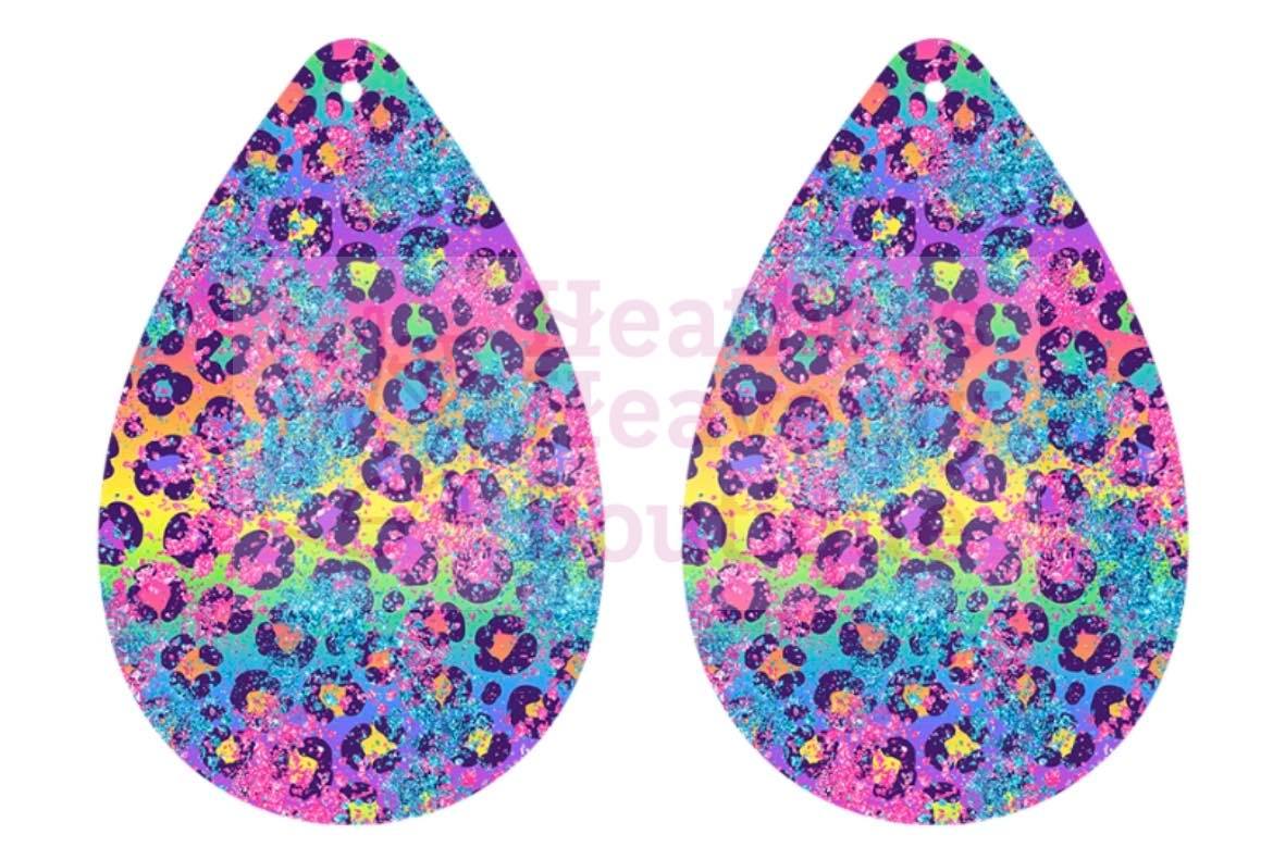 New Release Handmade Sublimation 90s Style Colorful Leopard Print Earrings - Heather's Heavenly Boutique