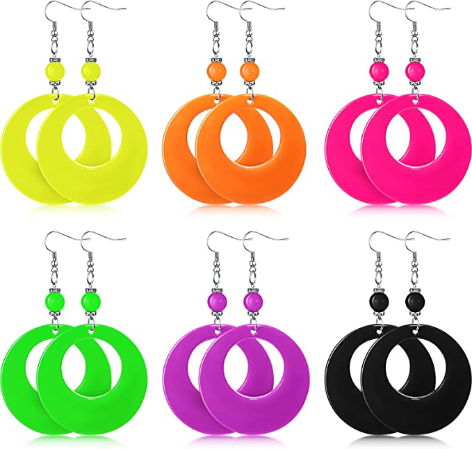 New Release Neon Bright Circular Hoop Earrings