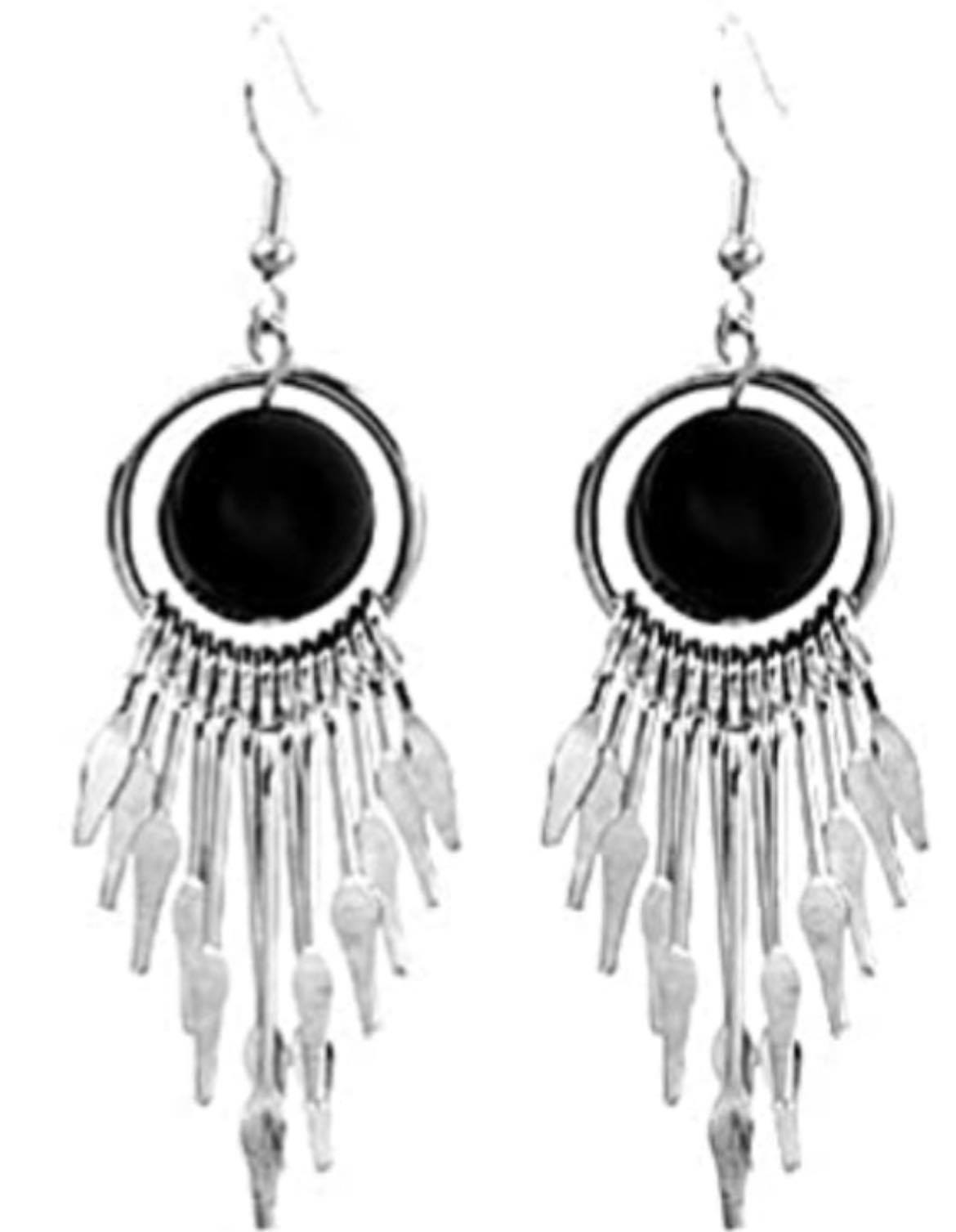 Silver and Black Spike Earrings - Heather's Heavenly Boutique