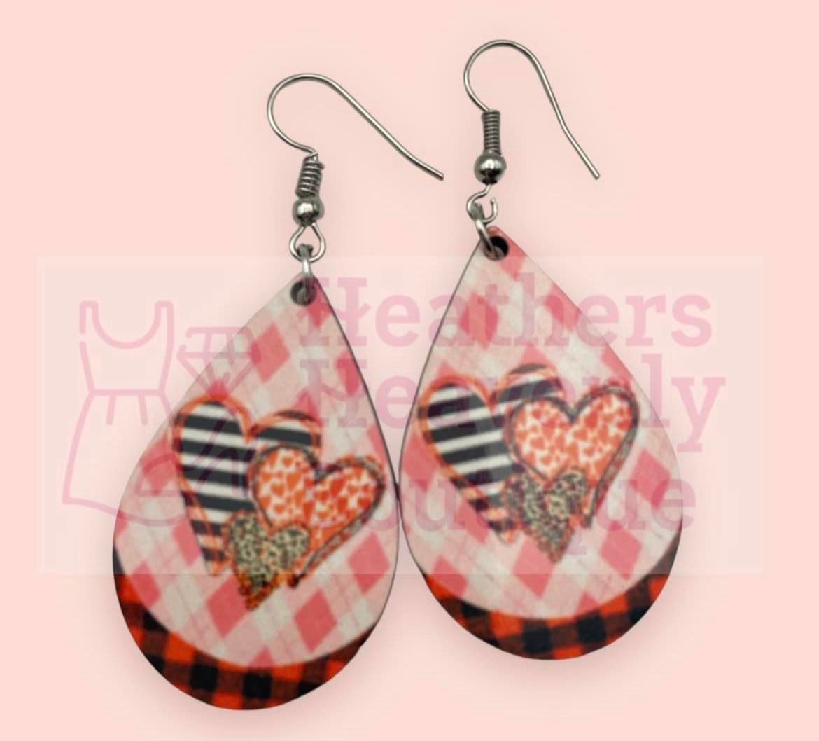 New Release Women's Valentine Heart Plaid Leopard Earrings - Heather's Heavenly Boutique