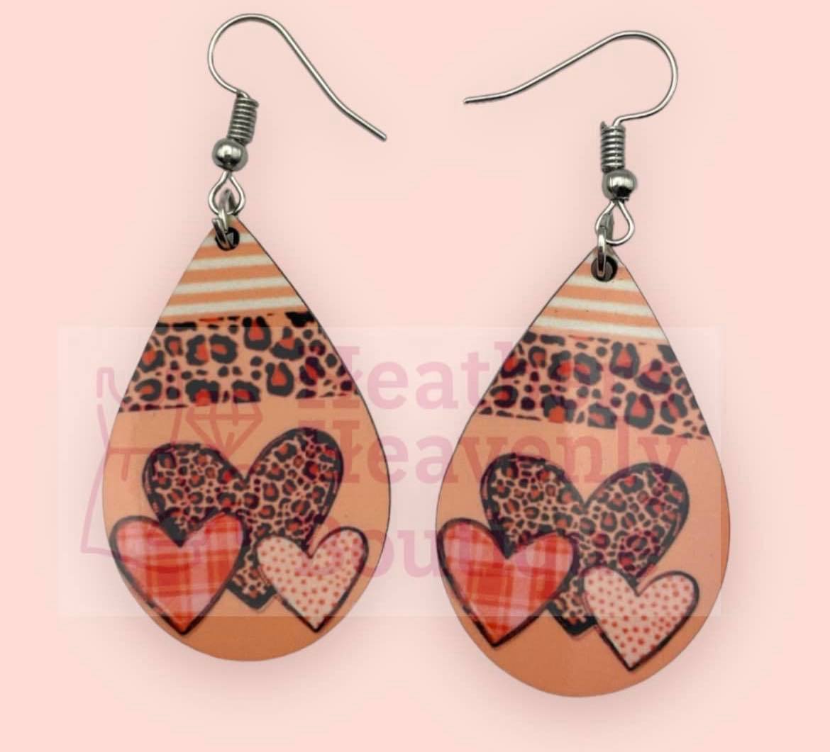 New Release Women's Valentine Heart Plaid Leopard Earrings - Heather's Heavenly Boutique