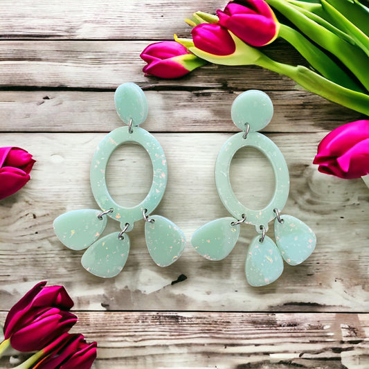 Acrylic Mint Glitter Earrings - Heather's Heavenly Boutique