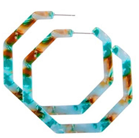 Acrylic Geometric Green Multi Hoops - Heather's Heavenly Boutique