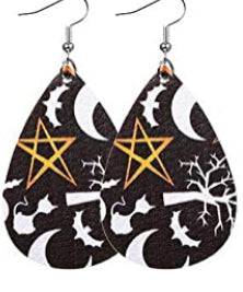 Halloween Faux Leather Earrings - Black - Heather's Heavenly Boutique