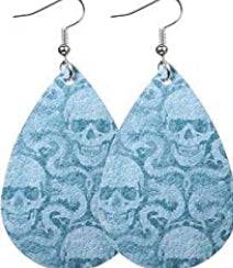 Halloween Faux Leather Earrings - Blue - Heather's Heavenly Boutique