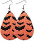 Halloween Faux Leather Earrings - Orange - Heather's Heavenly Boutique