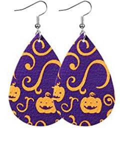 Halloween Faux Leather Earrings - Purple - Heather's Heavenly Boutique