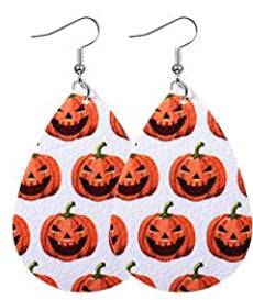 Halloween Faux Leather Earrings- White - Heather's Heavenly Boutique