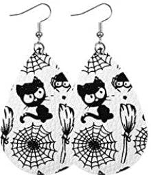 Halloween Faux Leather Earrings - White - Heather's Heavenly Boutique