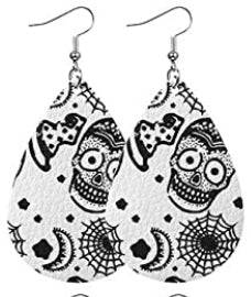 Halloween Faux Leather Earrings - White - Heather's Heavenly Boutique