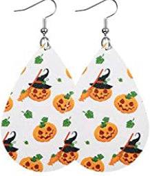Halloween Faux Leather Earrings - White - Heather's Heavenly Boutique