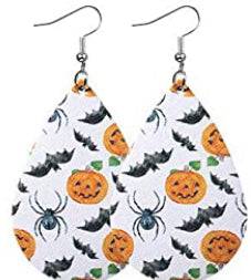 Halloween Faux Leather Earrings - white - Heather's Heavenly Boutique