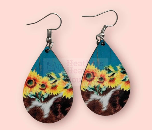 New Release Handmade Sublimation Sunflower Teardrop Earrings - Heather's Heavenly Boutique