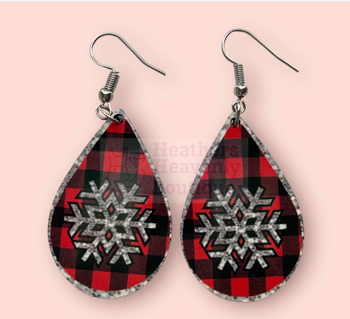 New Release Handmade Sublimation Snowflake Christmas Seasonal Earrings - Heather's Heavenly Boutique