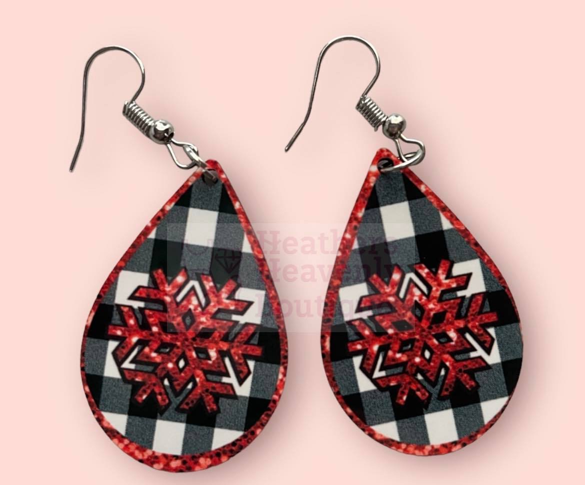 New Release Handmade Sublimation Snowflake Christmas Seasonal Earrings - Heather's Heavenly Boutique