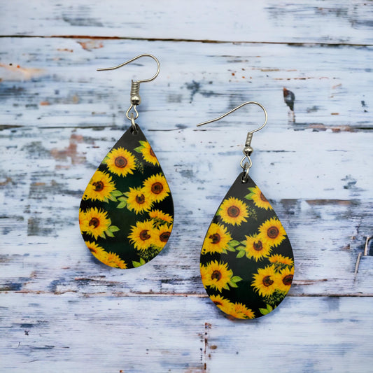 Handmade Sublimation Sunflower Earrings - Heather's Heavenly Boutique