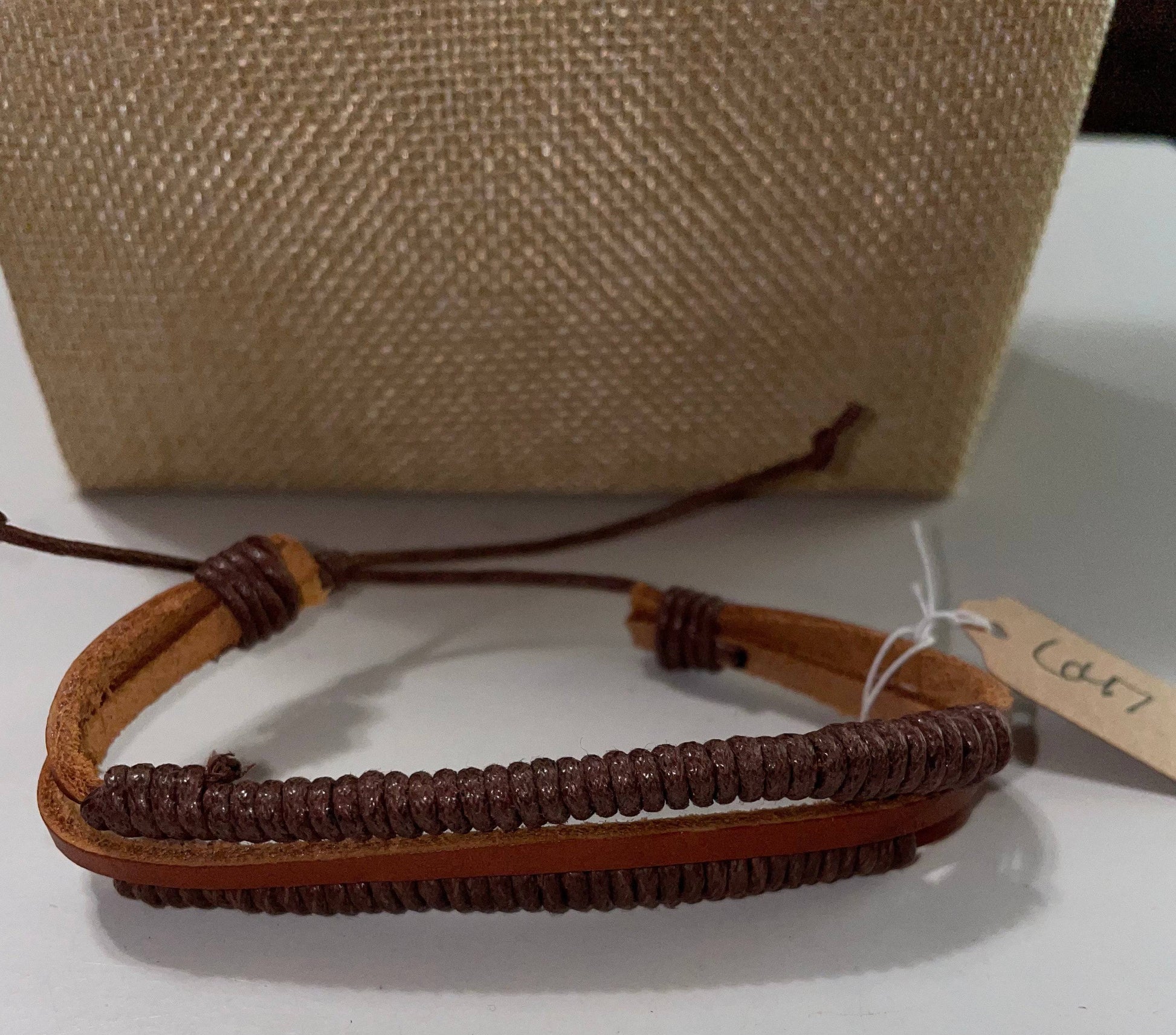 Men’s Leather Urban Leather and Twine Drawstring Bracelet - Multi - Heather's Heavenly Boutique