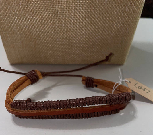 Men’s Leather Urban Leather and Twine Drawstring Bracelet - Multi - Heather's Heavenly Boutique
