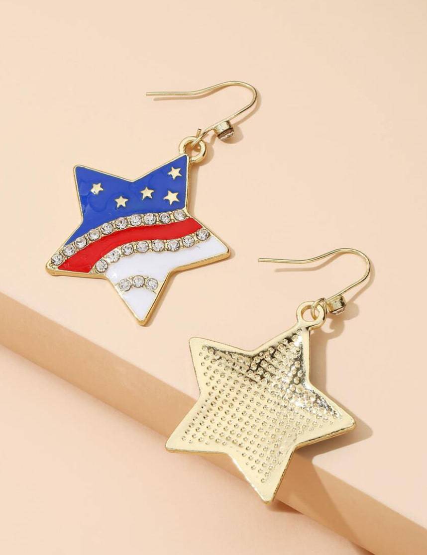 American Patriotic Star Gold Earrings - Heather's Heavenly Boutique