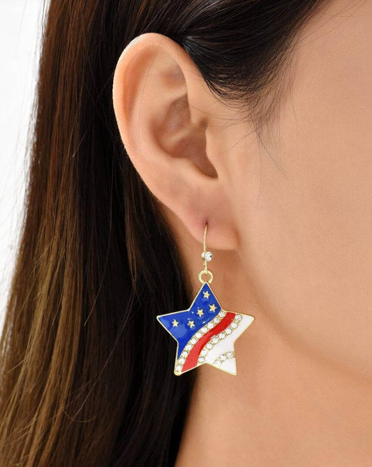 American Patriotic Star Gold Earrings - Heather's Heavenly Boutique