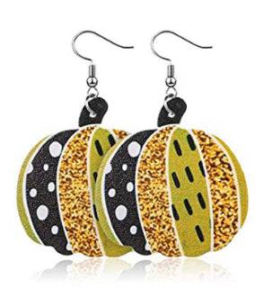 Fall Faux Leather Earrings - Pumpkin Multi - Heather's Heavenly Boutique