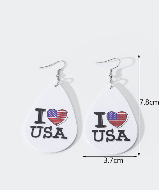 I love USA Teardrop Faux Leather Earrings - Heather's Heavenly Boutique