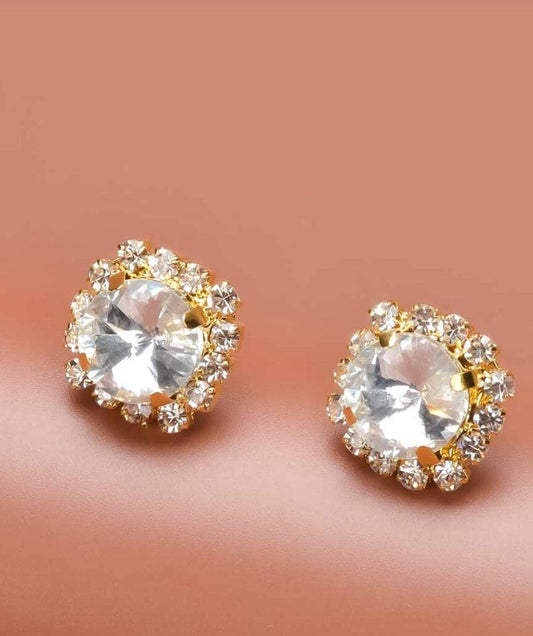 Rhinestone Stud Gold Earrings - Heather's Heavenly Boutique