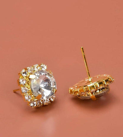 Rhinestone Stud Gold Earrings - Heather's Heavenly Boutique