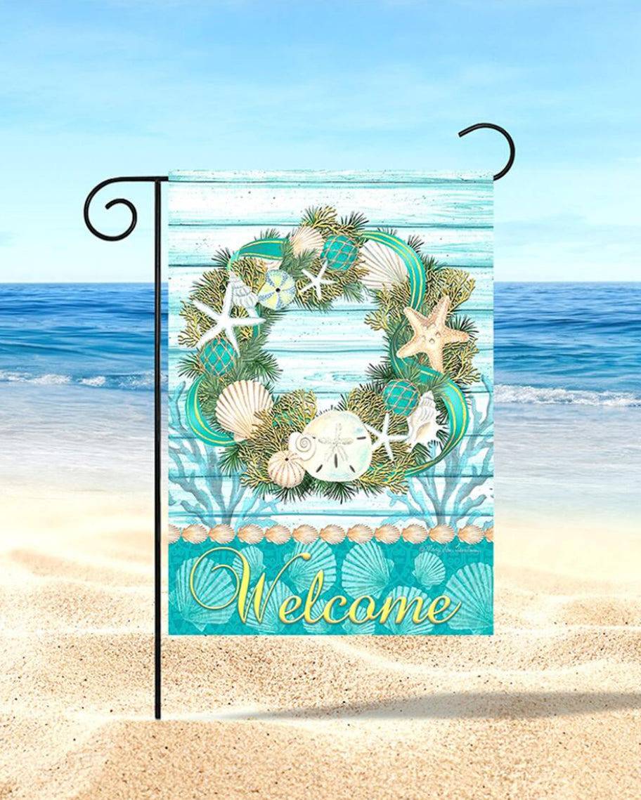 Beach Sea Shell Outdoor Garden Flag - Heather's Heavenly Boutique