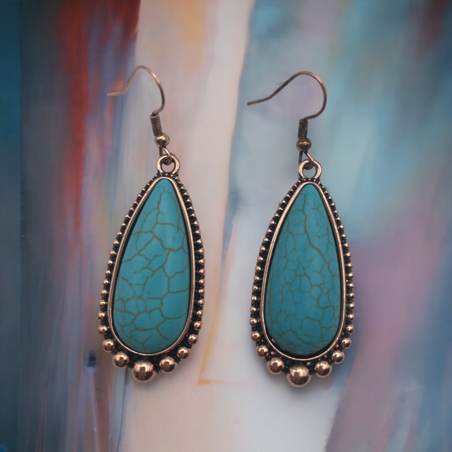 Turquoise and Copper  Crackle - Heather's Heavenly Boutique