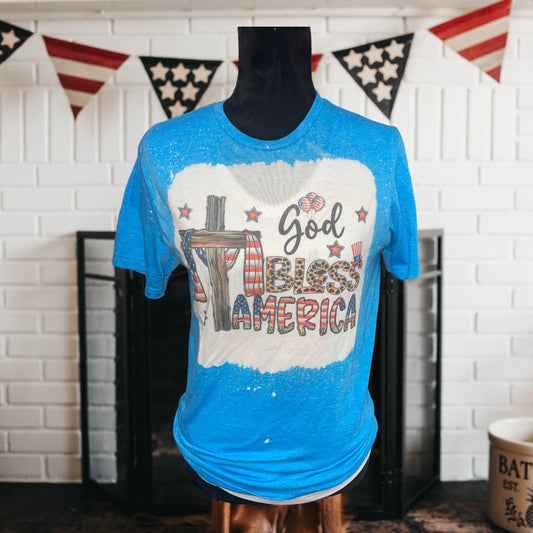 God Bless America Handmade One of a Kind Bleached T-Shirt