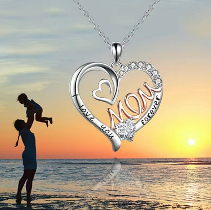 Mom Heart Necklace Silver - Heather's Heavenly Boutique