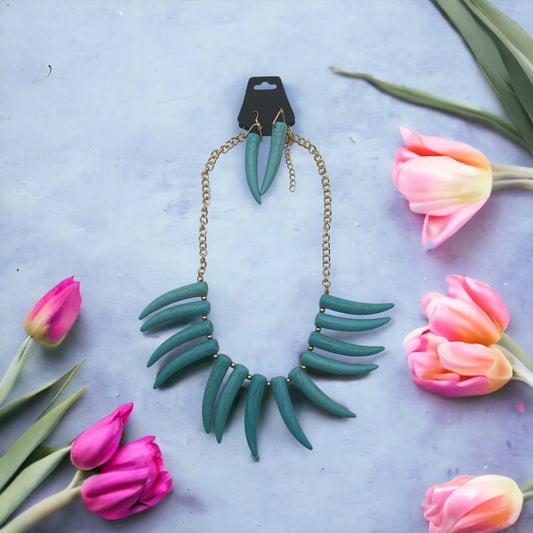 Turquoise Tusk Shaped Necklace - Heather's Heavenly Boutique