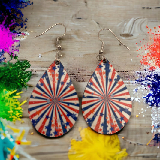 Handmade Sublimation Patriotic American Earrings - Heather's Heavenly Boutique