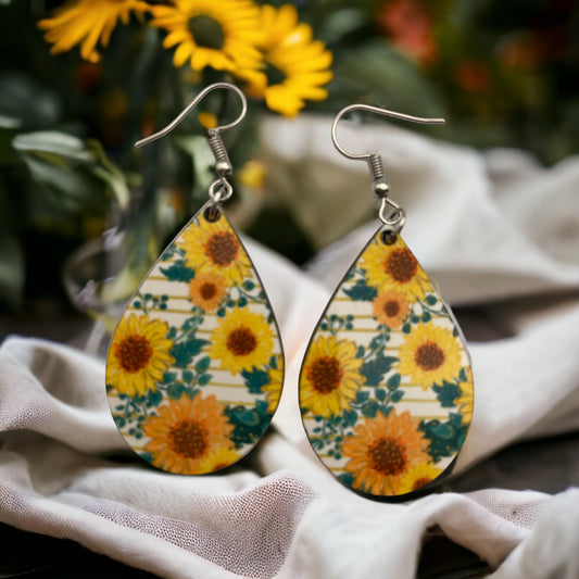 Handmade Sublimation Sunflower Earrings - Heather's Heavenly Boutique