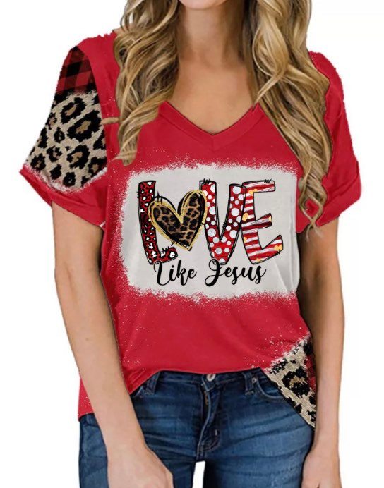 Women's Love Like Jesus Handmade One of a Kind Sublimation Shirt - Heather's Heavenly Boutique