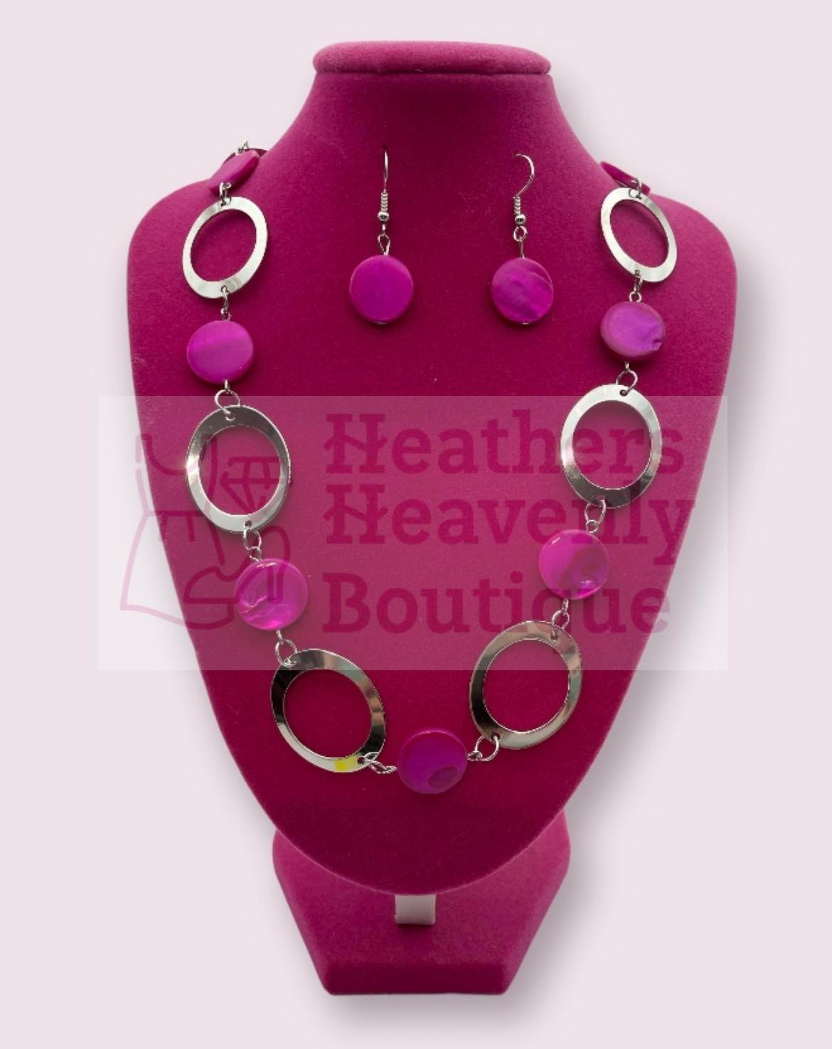 Pink Shell-Like Discs Long Necklace - Heather's Heavenly Boutique