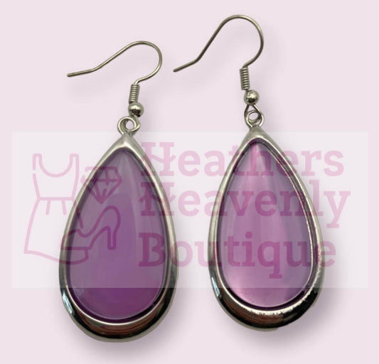 Purple Moonstone Teardrop Earrings - Heather's Heavenly Boutique