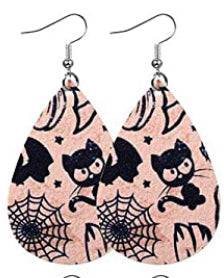 Halloween Faux Leather Earrings - Light Coral - Heather's Heavenly Boutique
