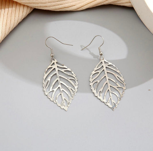 Silver Single Leaf Earrings - Heather's Heavenly Boutique