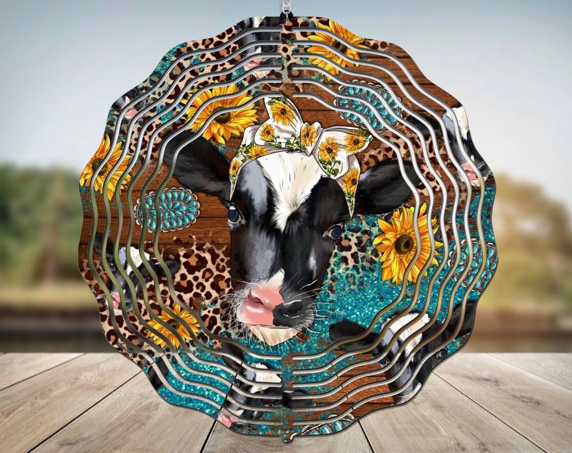 Handmade Sublimation Indoor/Outdoor Wind Spinners Cow, Rooster, Sunflower and more! - Heather's Heavenly Boutique